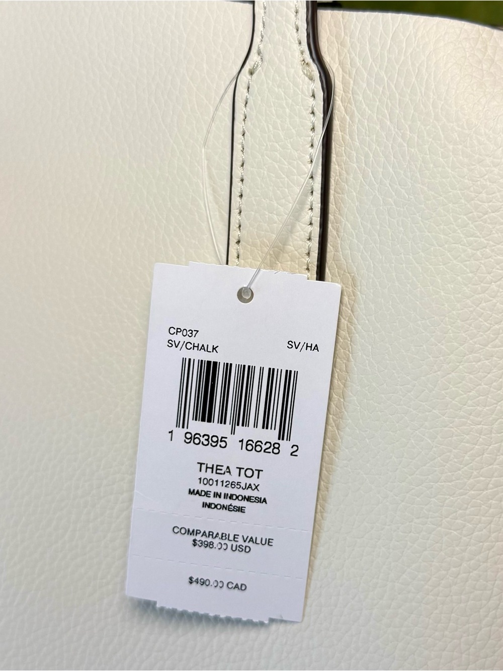 🆕 COACH Cream Pebbled Thea Tot with Double Handles and Tag MSRP:$425 - Picture 6 of 17
